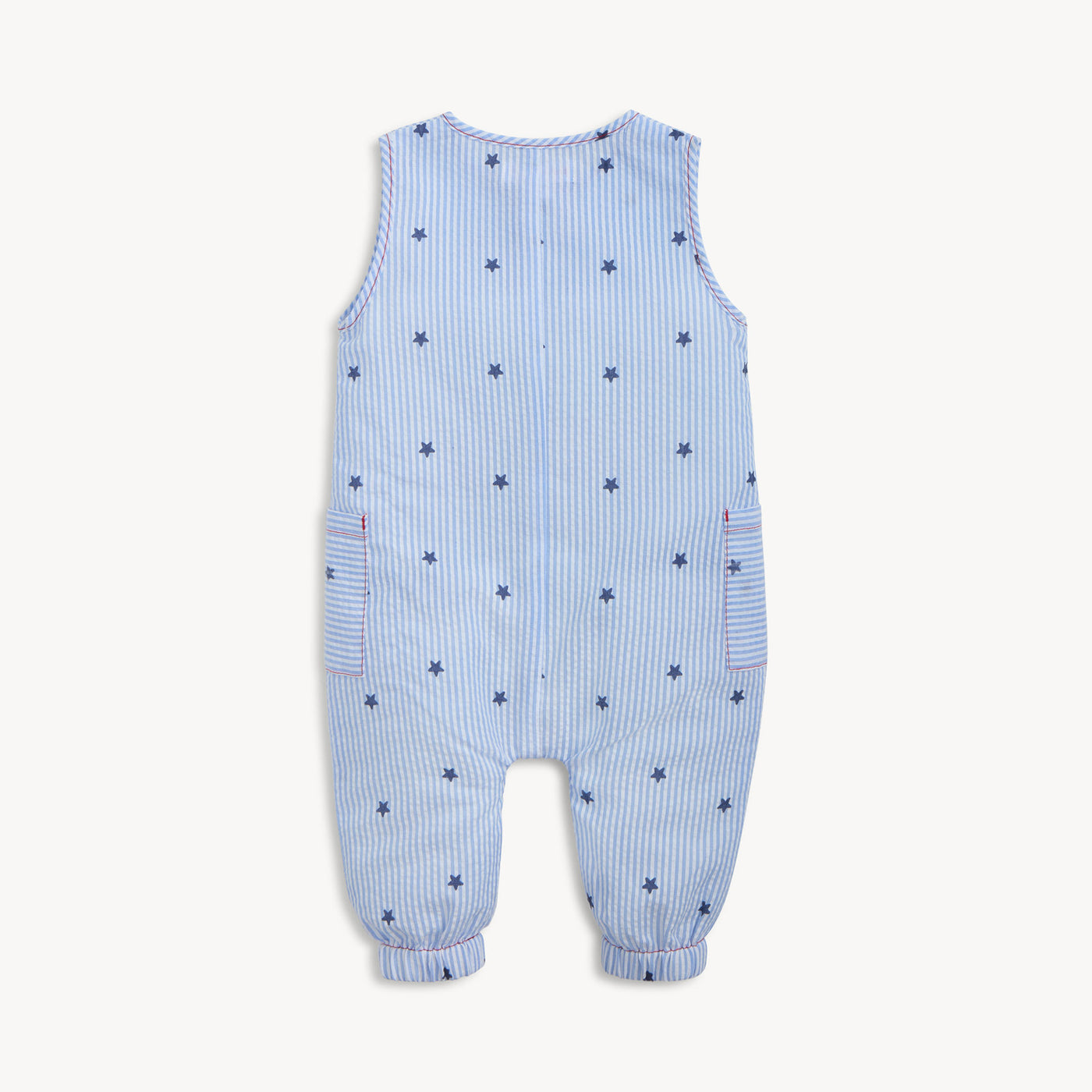Magnetic Me Sleeveless Pant Romper | Seersucker Stripe & Stars