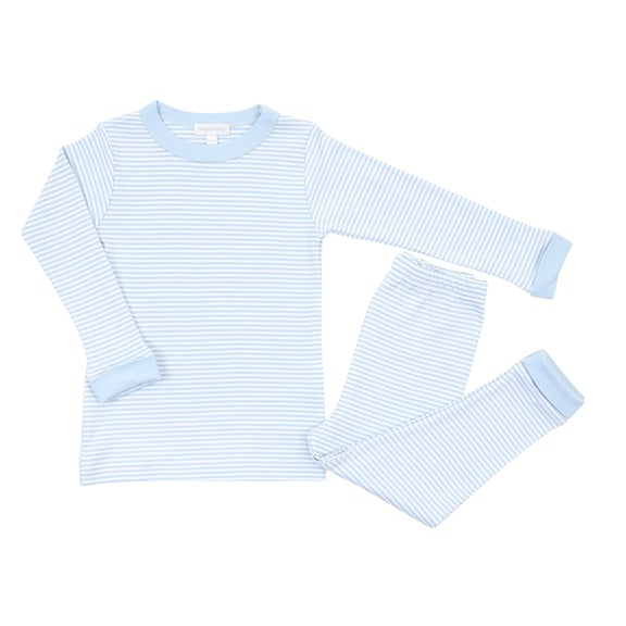 Mini Stripes Long Pajamas | Blue