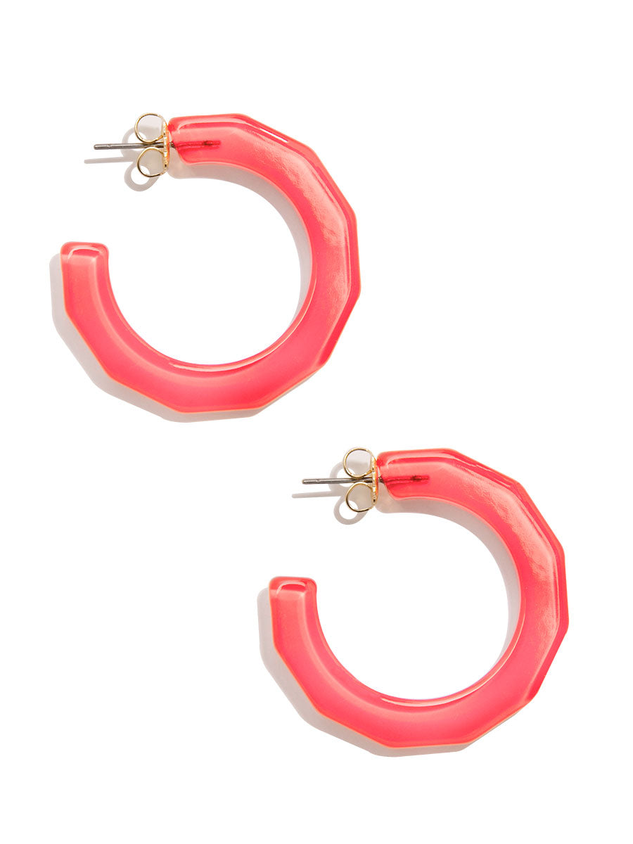 Large Textured Hoop Earring | Coral