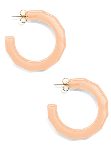 Large Textured Hoop Earring | Beige