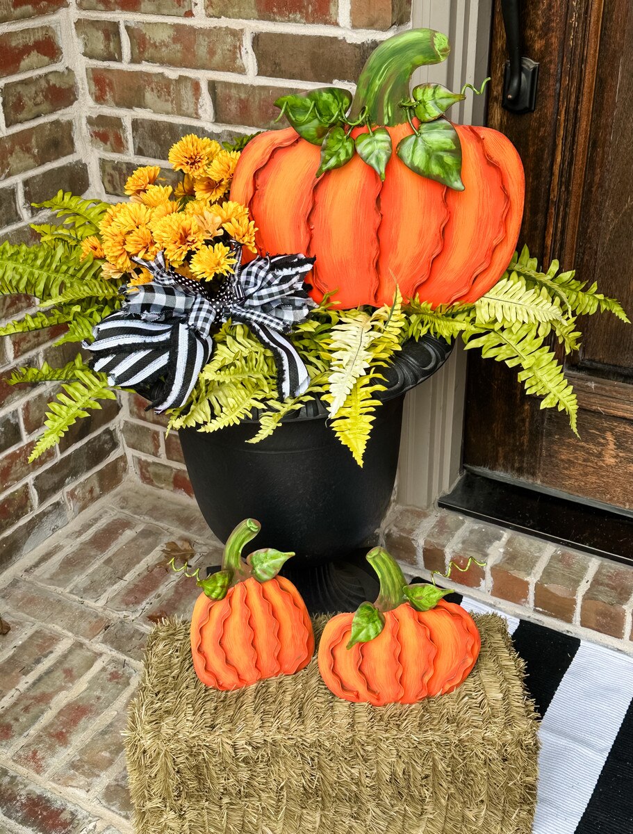 Metal Stake/Decor | Small Ribbon Pumpkins | Assorted Styles
