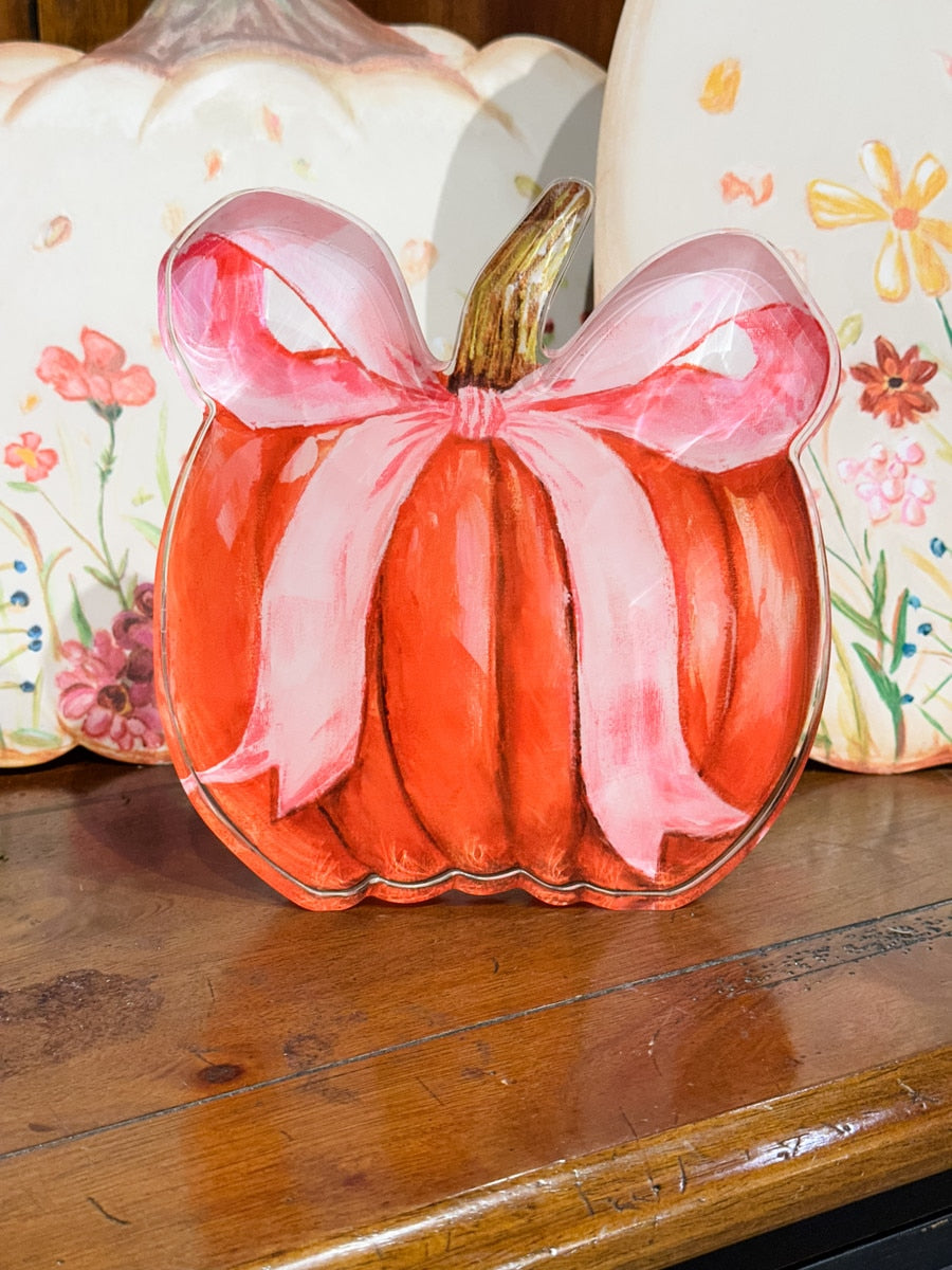 Gallery Acrylic Pink Ribbon Pumpkin