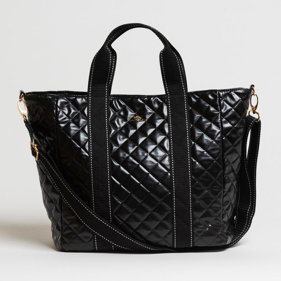On the Clock | Tote Bag | Black Quilted