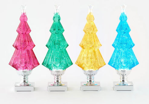 Swirly Glittered Tree on Base | Assorted Colors