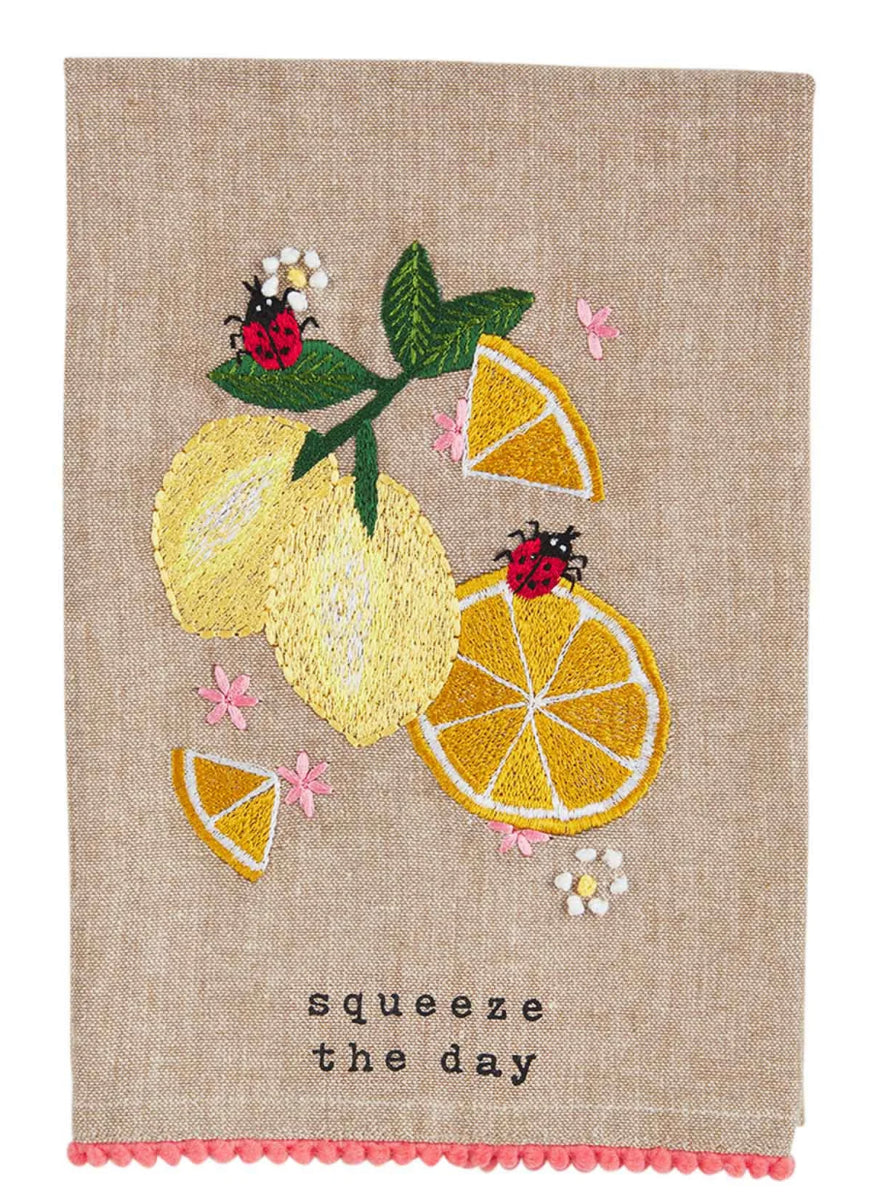 Lemon Embroidered Fruit Towel