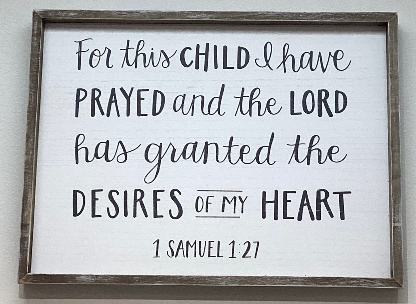 Framed Board | For This Child I Have Prayed