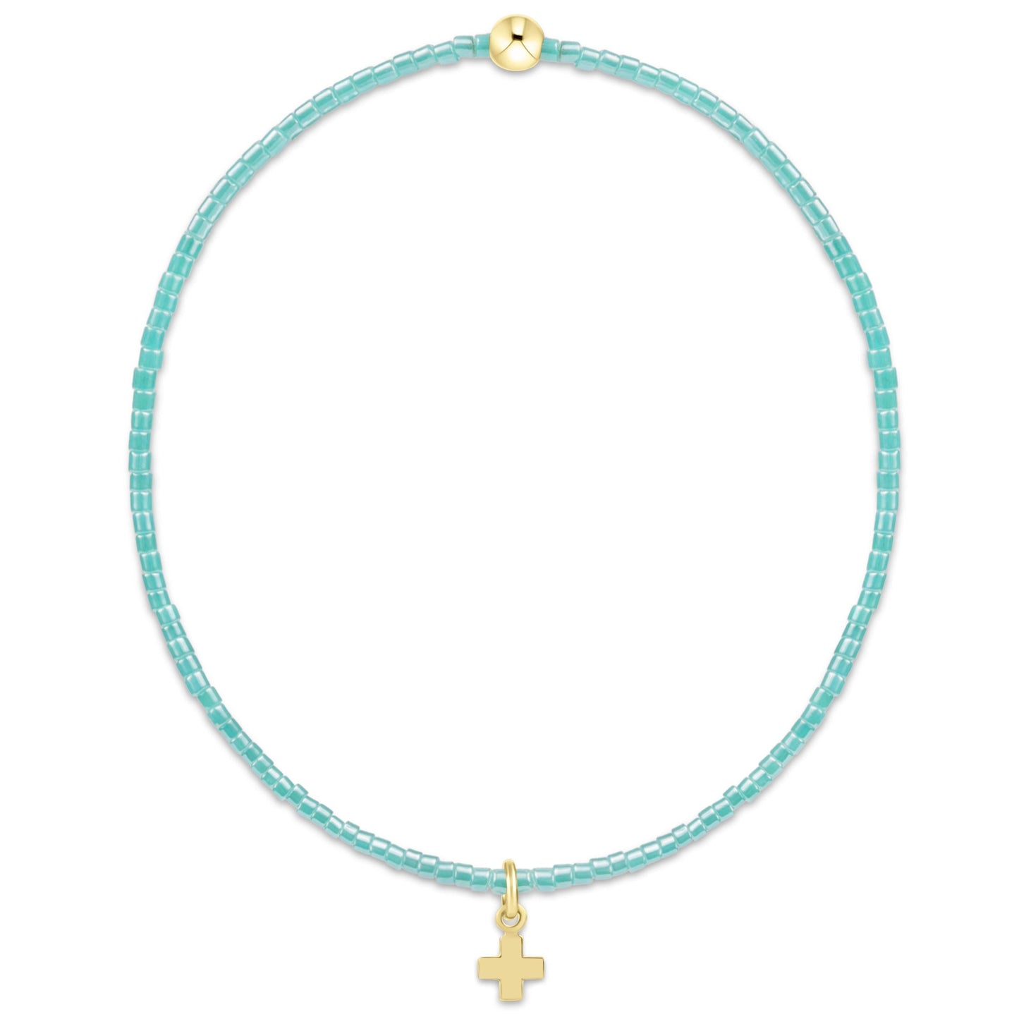 Hope Classic Sea Glass Bracelet | Signature Cross Small Gold Charm