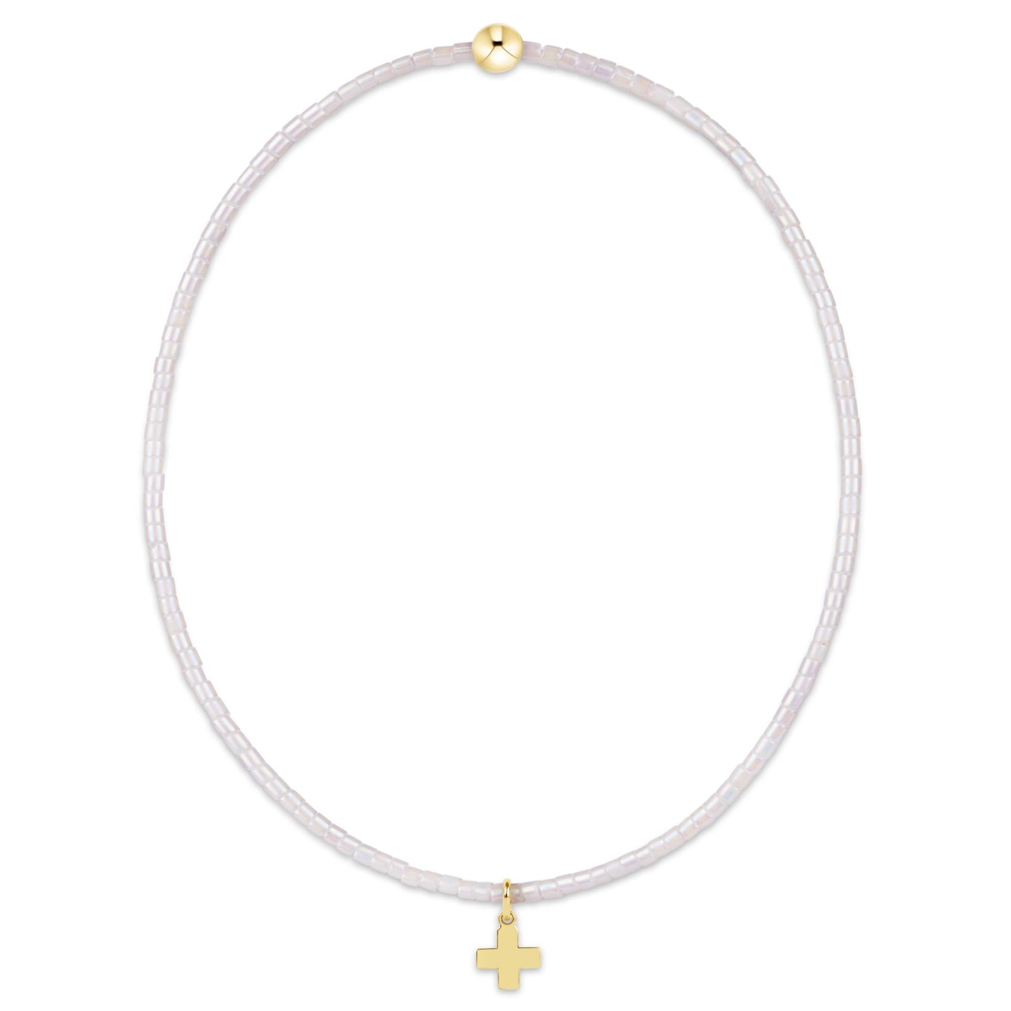 Hope Classic Silky White Bracelet | Signature Cross Small Gold Charm
