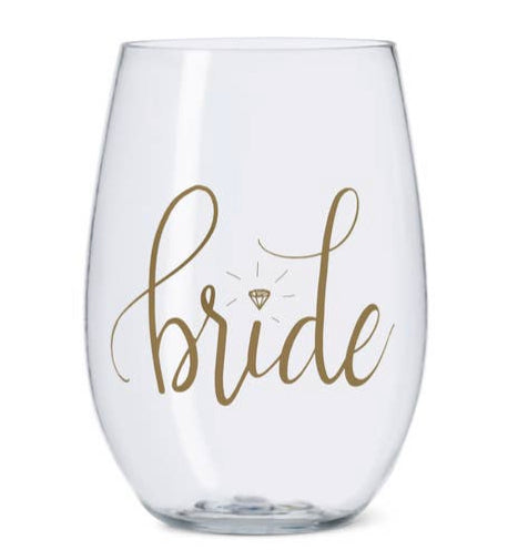 Gold Bride Plastic Stemless Wine Cup