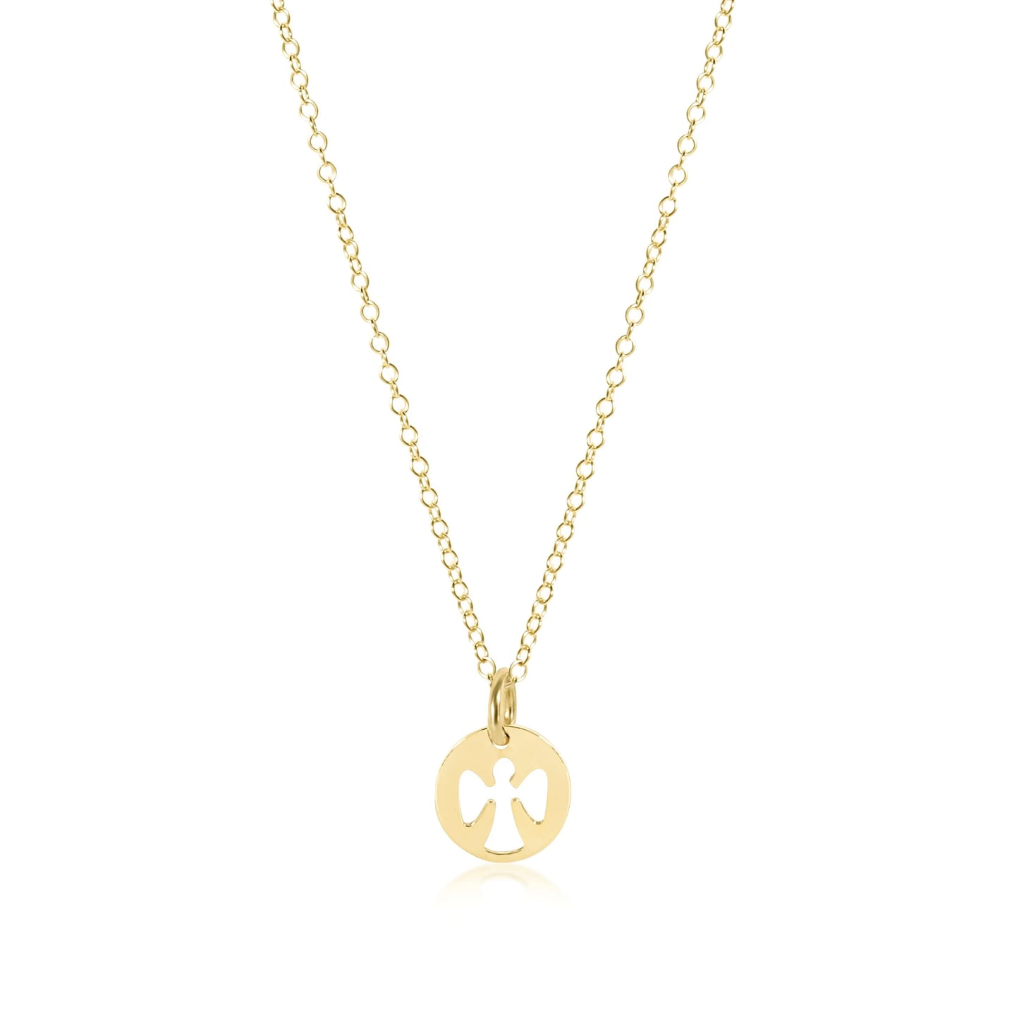 16" Necklace Gold | Guardian Angel Small Gold Disc