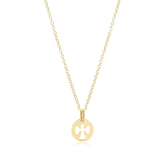 16" Necklace Gold | Guardian Angel Small Gold Disc