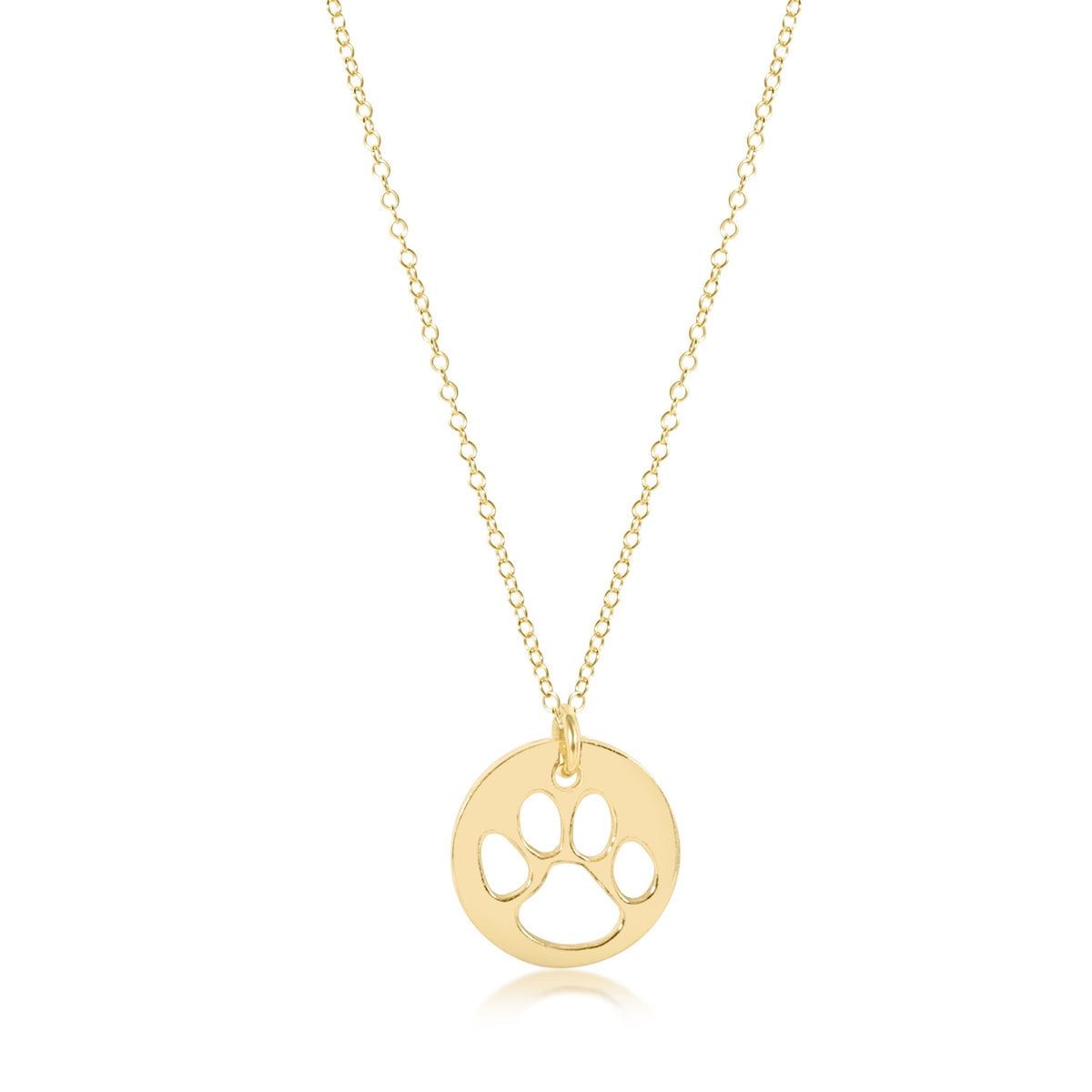 16" Necklace Gold | Paw Print Gold Disc