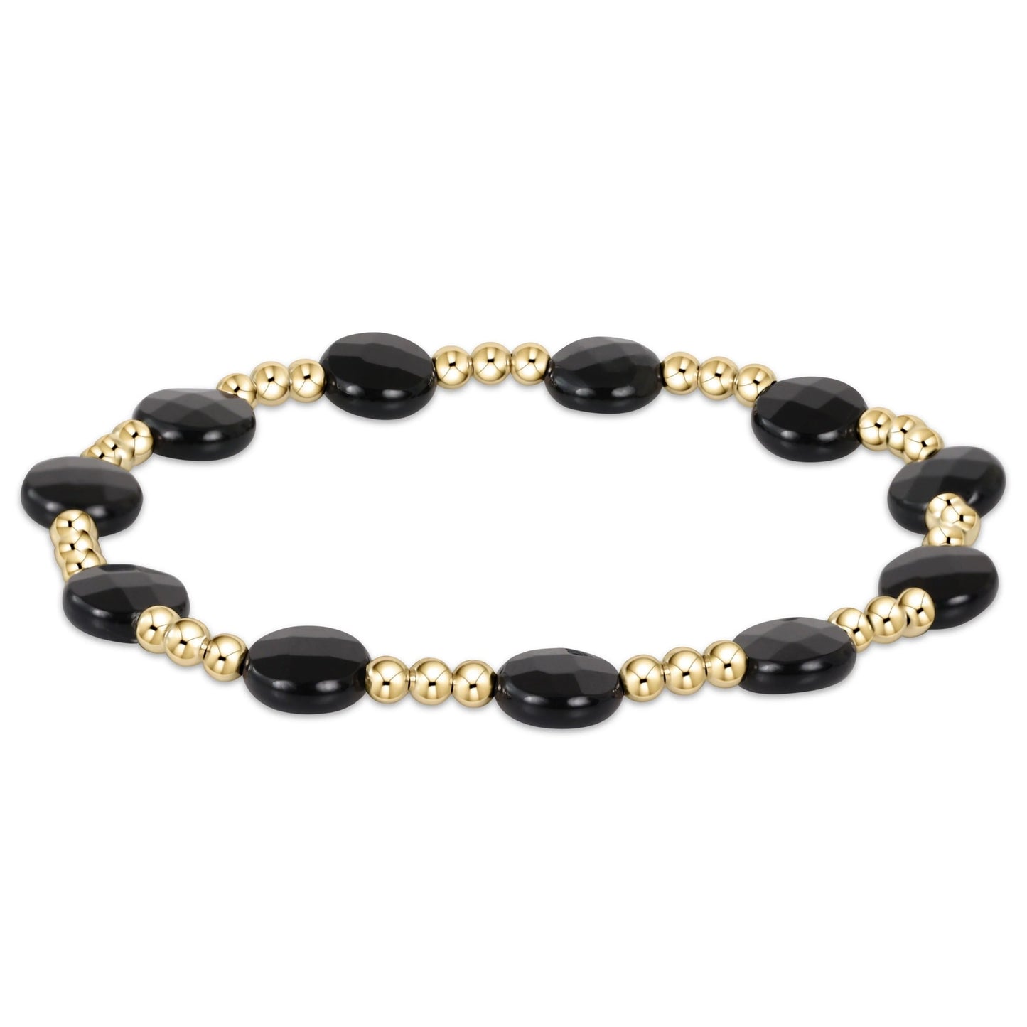 Admire Gold 3mm Bead Bracelet | Faceted Onyx
