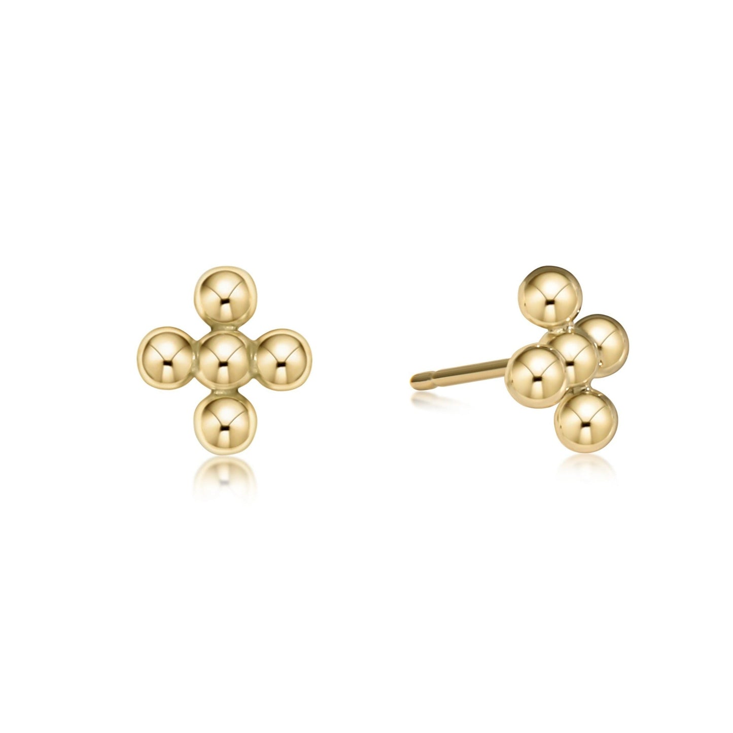 Classic Beaded Signature Cross Stud | 4mm Bead Gold