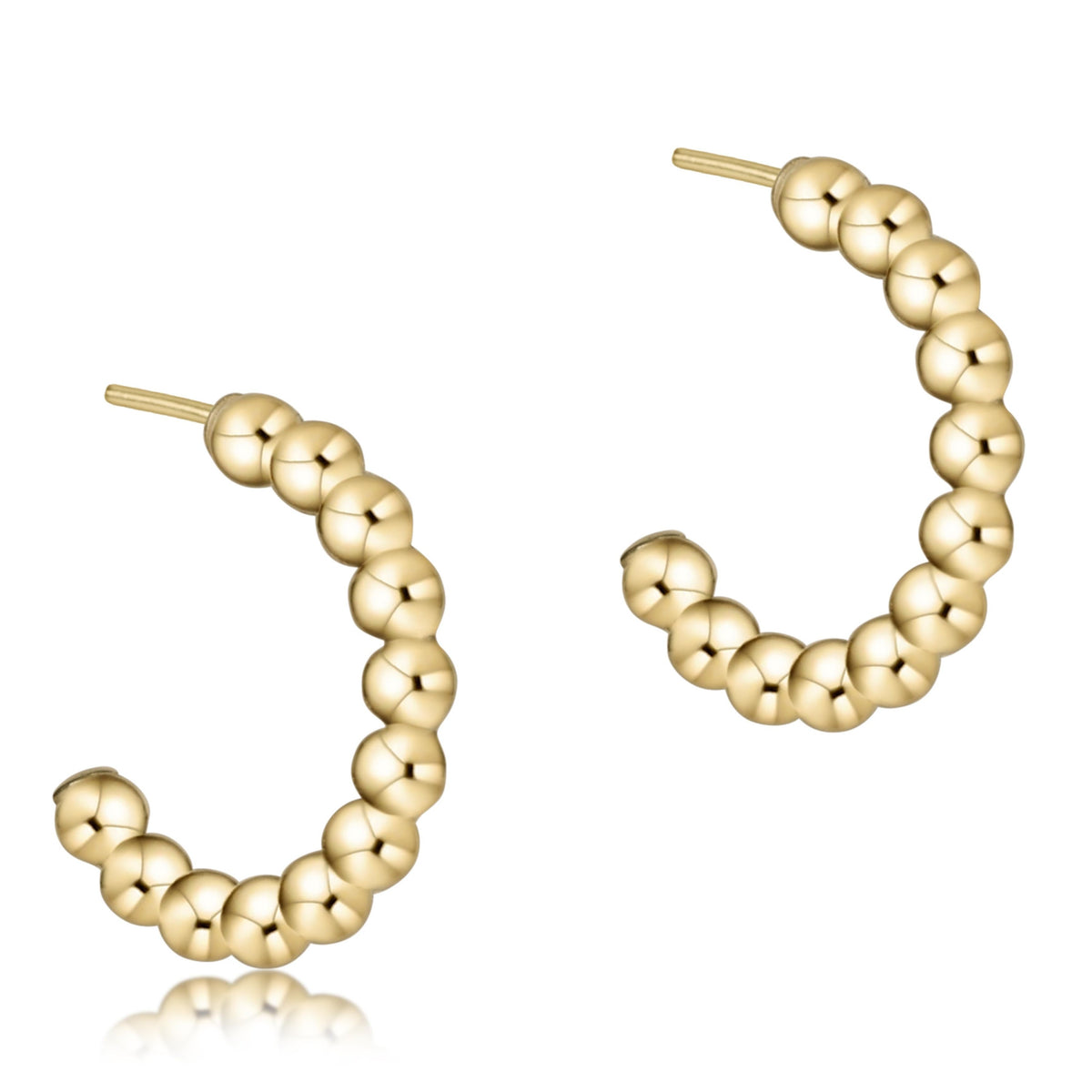 Beaded Classic 1" Post Hoop | 3mm Gold