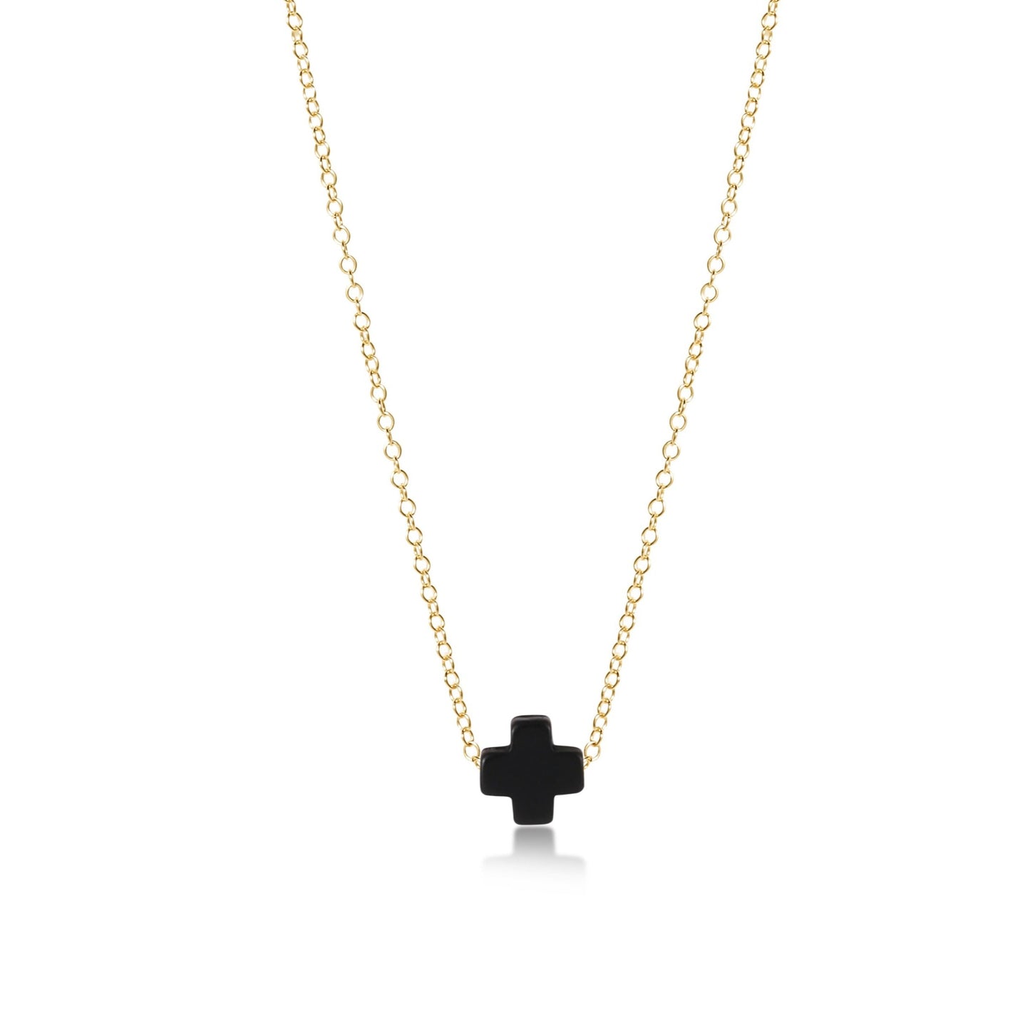 16" Necklace Gold | Signature Cross | Onyx