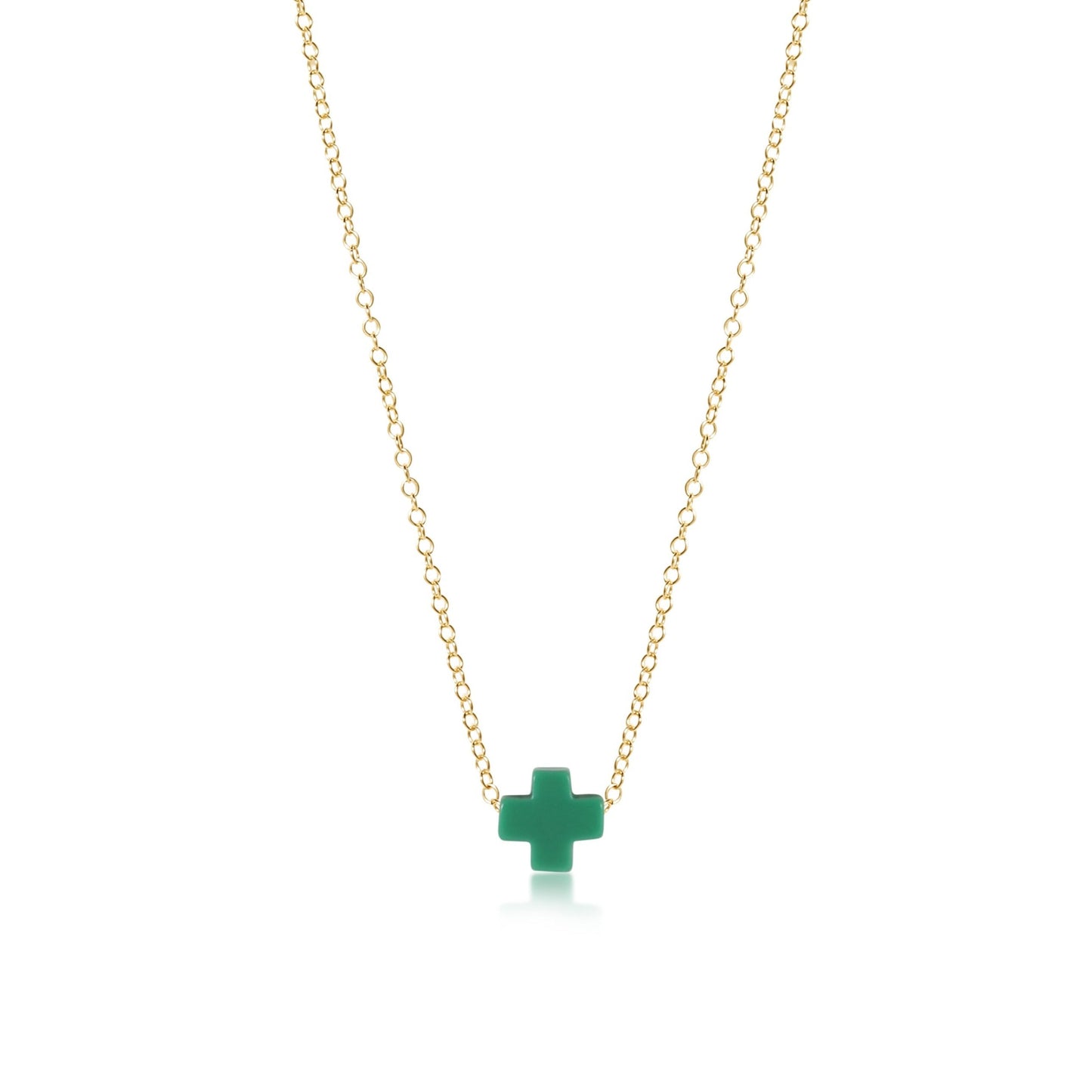 egirl | 14" Necklace Gold | Signature Cross Small Emerald