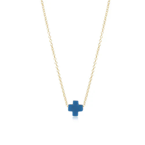 egirl 14" Necklace Gold | Signature Cross Cobalt
