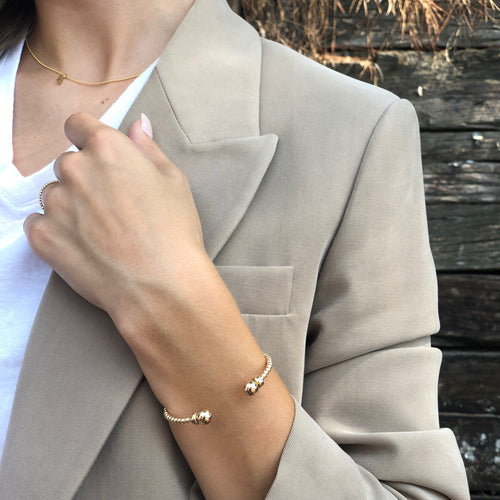 Classic Gold 3mm Bead Cuff | Gold
