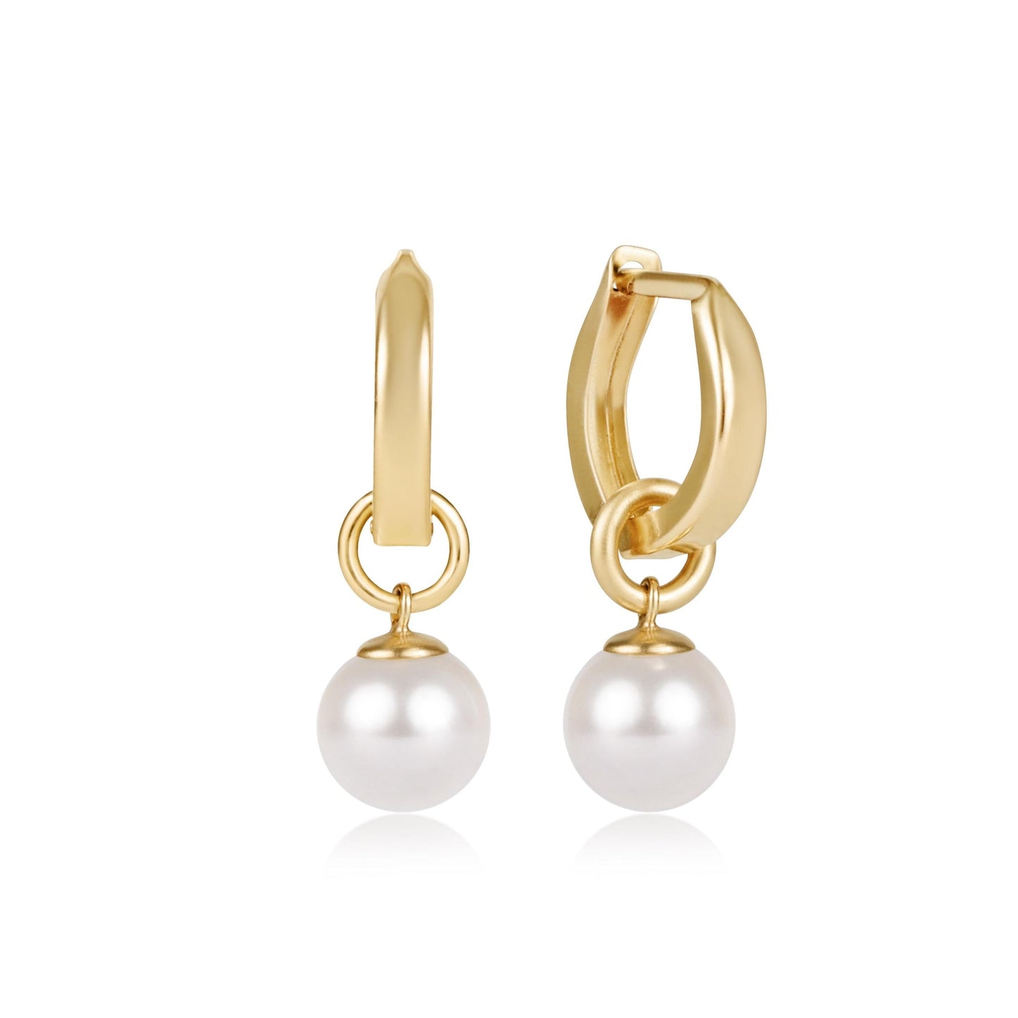 Huggie Gold 0.5" Hoop | Classic Pearl 8mm Charm