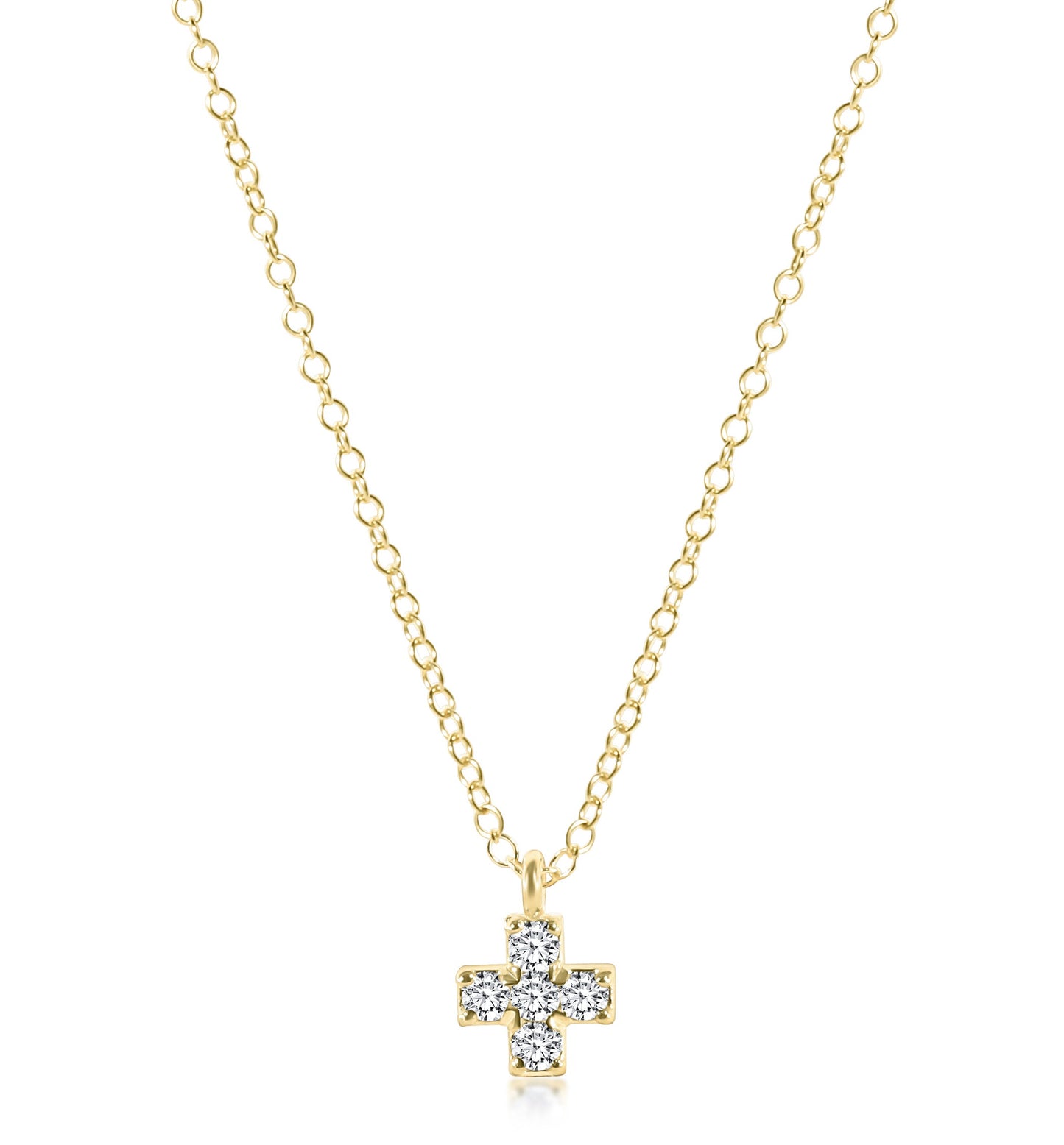 12kt Gold and Diamond Signature Cross Necklace