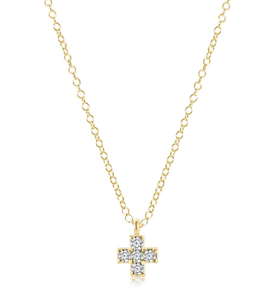 12kt Gold and Diamond Signature Cross Necklace