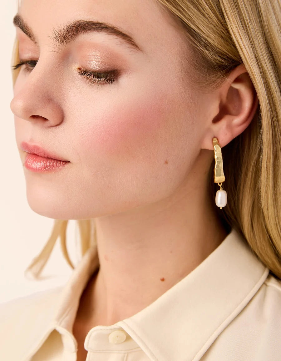 Tumbled Hoop Earrings Pearl