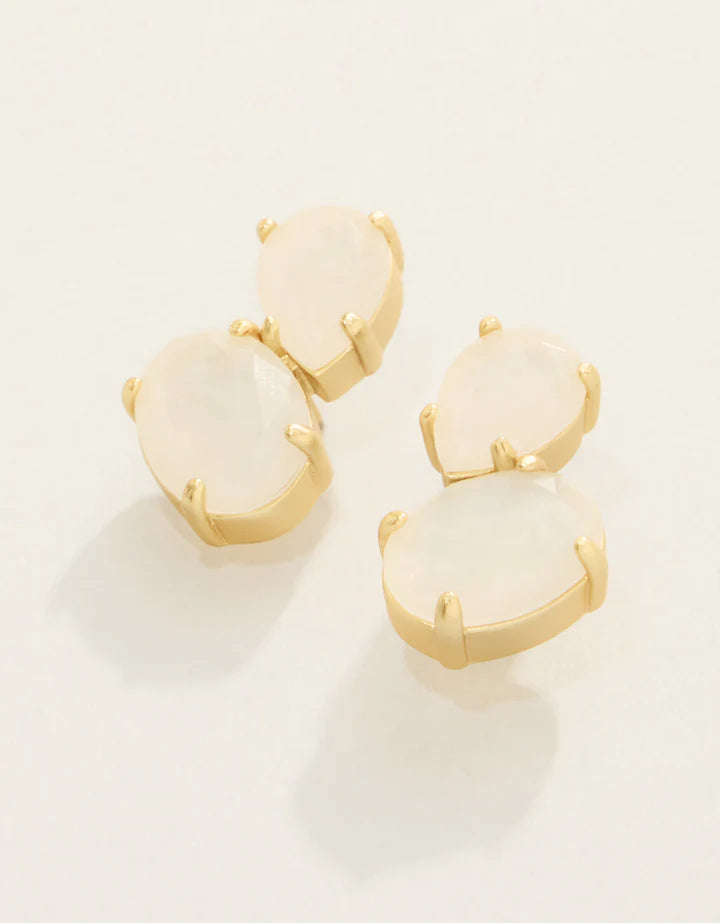 Naiad Dewdrop Stud Earrings White