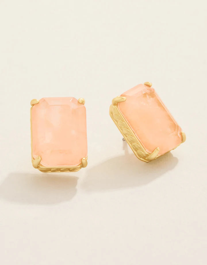 Naiad Rectangle Stud Earrings Pink