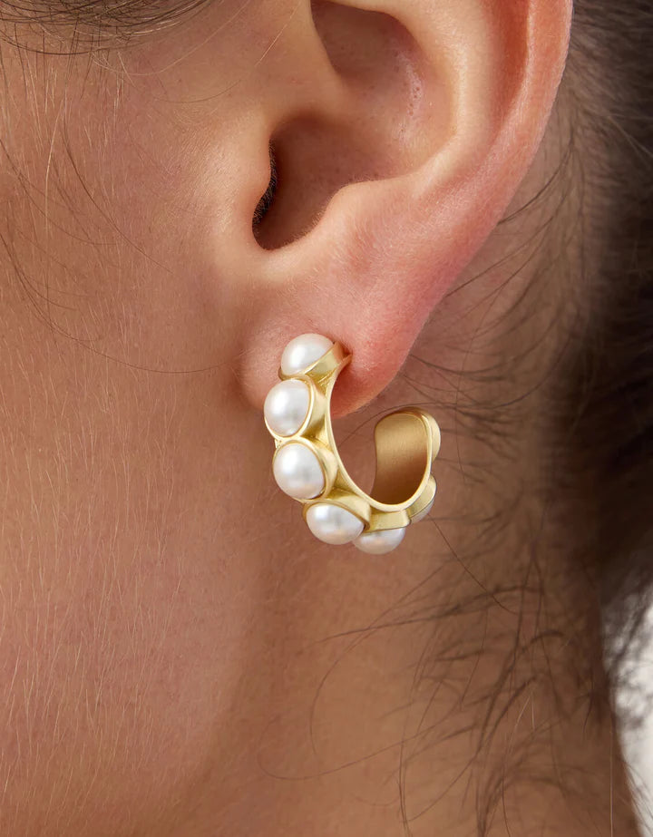 Anna Petite Hoop Earrings Pearl