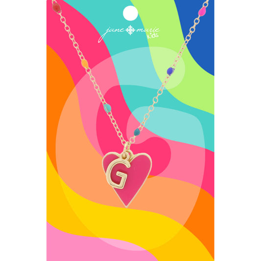 Kids Heart & Initial Charm Necklace (Assorted )