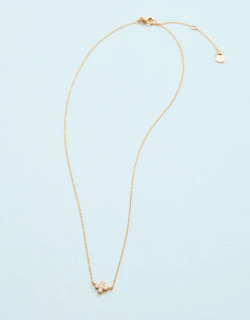 Mini Cross Necklace 16” Crystal