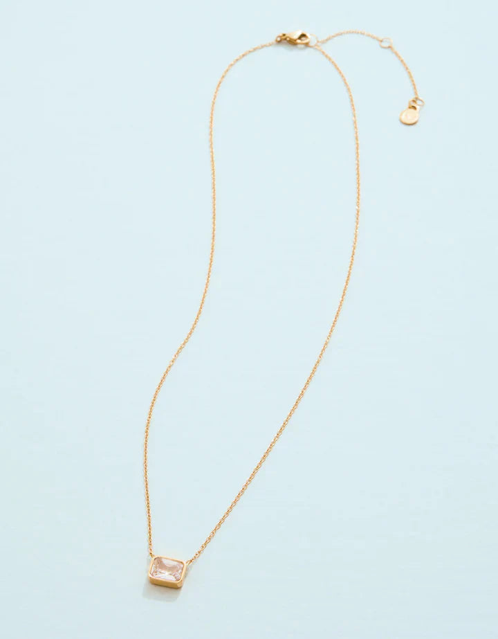 Columbia Square Necklace 16” Crystal