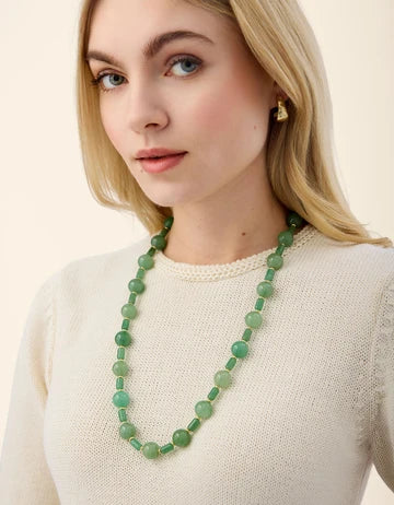 Castillo Beaded Necklace 24“ Green Aventurine