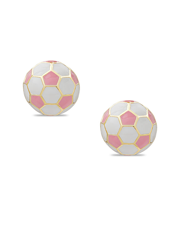 Stud Earrings | Pink Soccer Ball