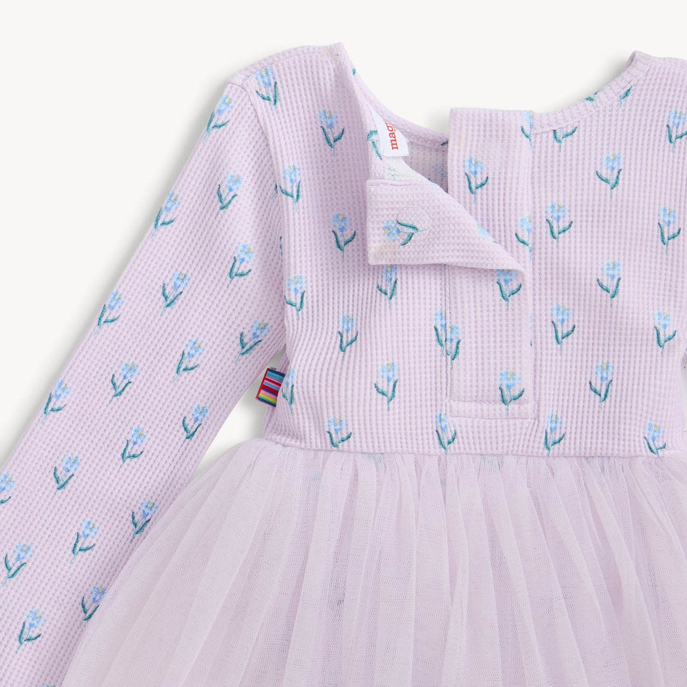 Magnetic Me Waffle Long Sleeve Dress w/Tulle Skirt | Lavender Floral