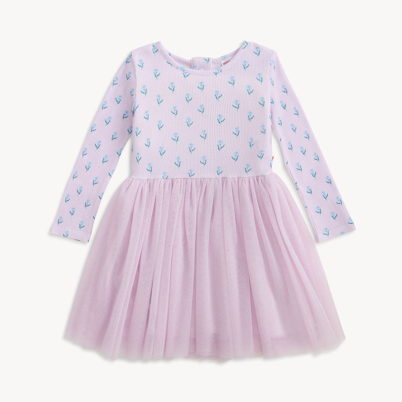 Magnetic Me Waffle Long Sleeve Dress w/Tulle Skirt | Lavender Floral