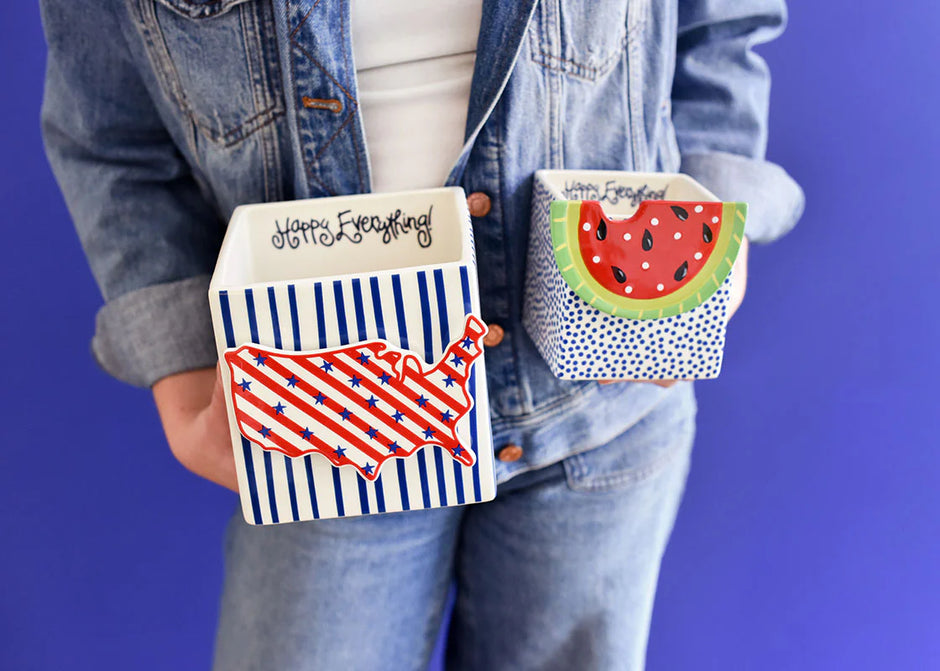 HE Medium Nesting Cube | Indigo Skinny Stripe