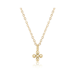 16" Necklace Gold - Classic Beaded Signature Cross Small Gold Charm