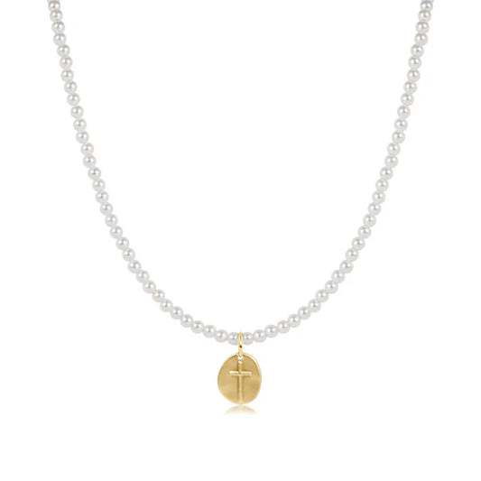 17" Choker Classic Pearl 3mm Bead | Inspire Small Gold Charm