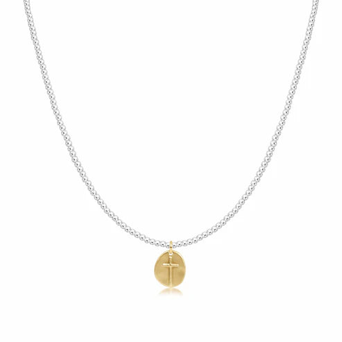 17" Choker Classic Sterling Mixed Metal 2mm Bead | Inspire Small Gold Charm