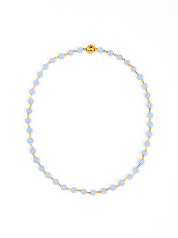 Glass Bead Magnetic Necklace | Light Blue