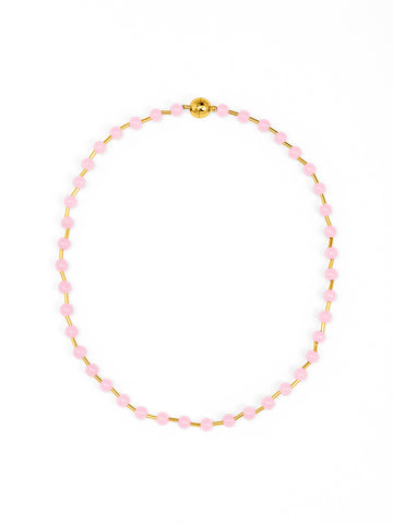 Glass Bead Magnetic Necklace | Light Pink