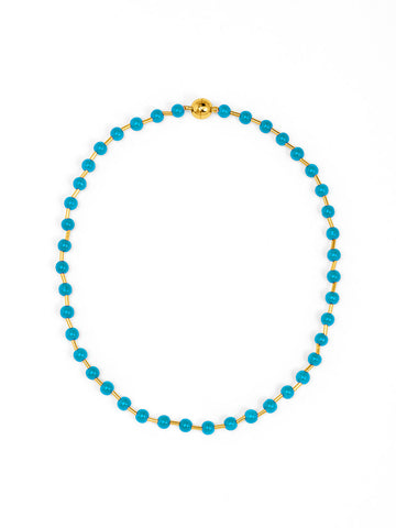 Glass Bead Magnetic Necklace | Neon Blue