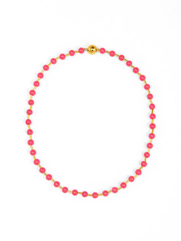 Glass Bead Magnetic Necklace | Pink