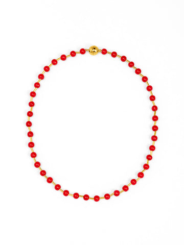 Glass Bead Magnetic Necklace | Red