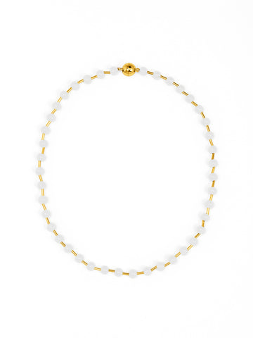 Glass Bead Magnetic Necklace | White