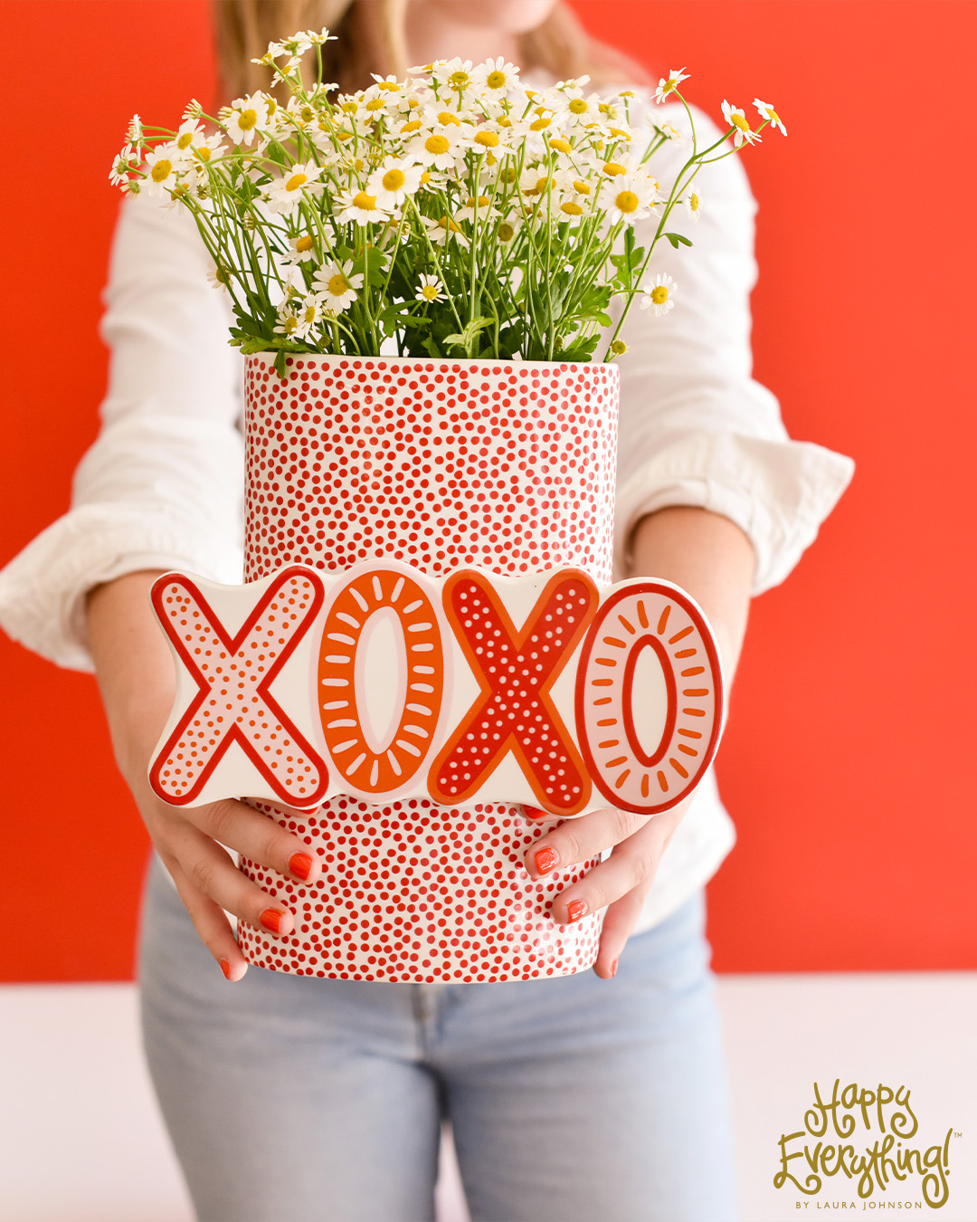 HEV Big Oval Vase | Red Small Dot