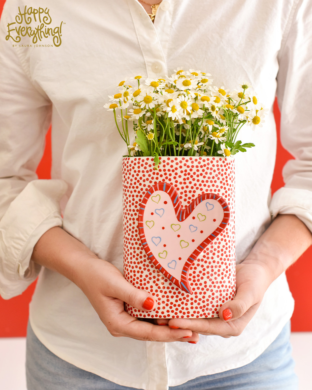 HEV Mini Oval Vase | Red Small Dot