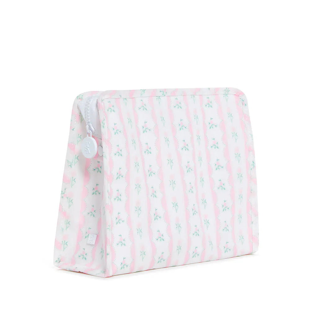 Large Roadie Zip Pouch | Ribbon Floral Pink